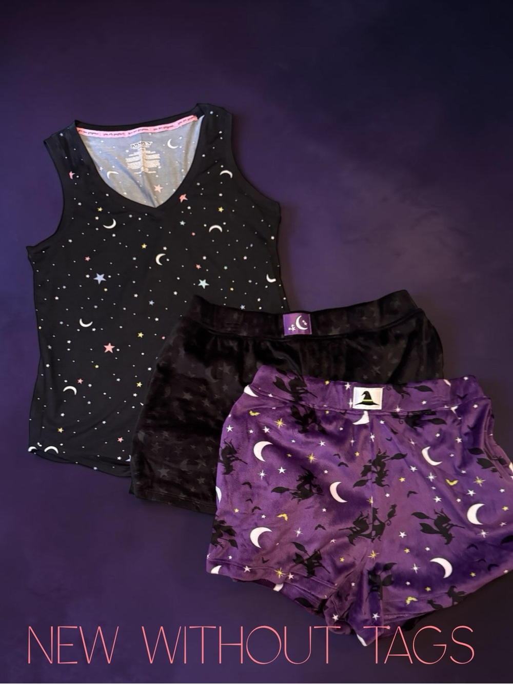 Witchy Celestial Lounge Set Tank & Plush Shorts NWOT XS/S